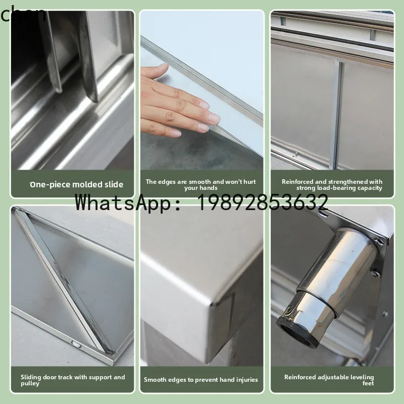 Commercial Kitchen Worktops - H29- 슬라이딩 도어 커팅보드 수납장이 있는