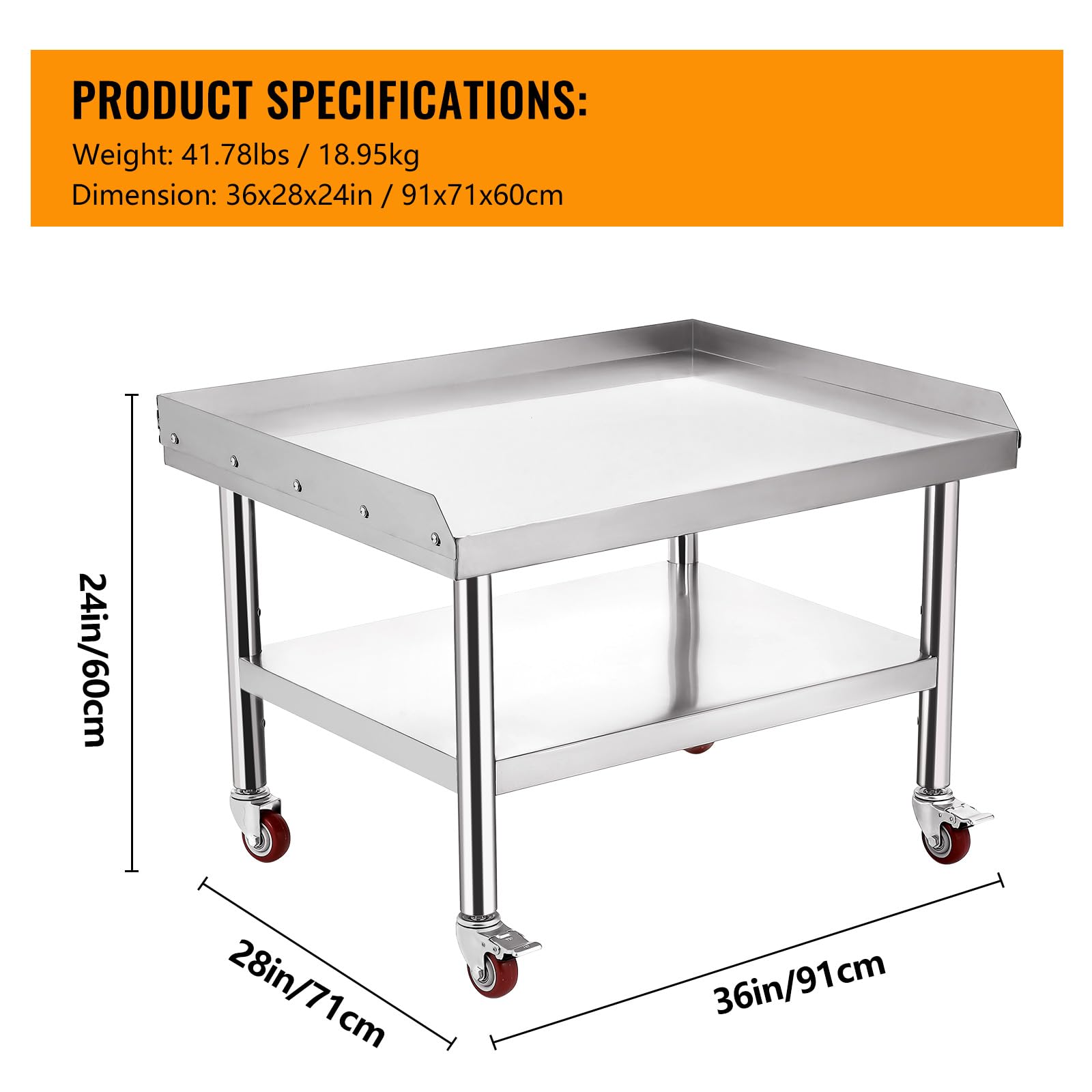 스테인리스 스틸 장비 그릴 스탠드 테이블 (24인치 x - Commercial Kitchen Worktops 리뷰 및 가격
